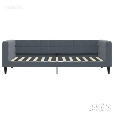 vidaXL Кушетка, тъмносиво, 90x200 см, кадифе, снимка 3 - Спални и легла - 56147269