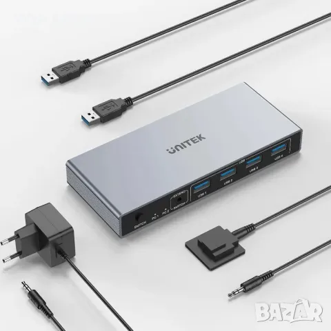Unitek USB 3.0 HDMI KVM превключвател 1 монитор - 2 компютъра 4K@60Hz, 4 USB порта