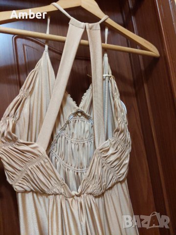 Официална дълга рокля в цвят бежаво шампанско Fabrizia ITALY, снимка 4 - Рокли - 34269012