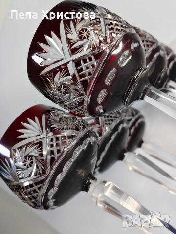 Чаши  чешки кристал Бохемия, снимка 3 - Чаши - 52655223