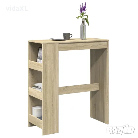vidaXL Бар маса с рафтове, дъб сонома, 90x40x103,5 см, инженерно дърво, снимка 2 - Маси - 56148197