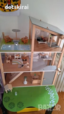 Огромна дървена къща за кукли PLAYLAND XXL, снимка 6 - Кукли - 51309317