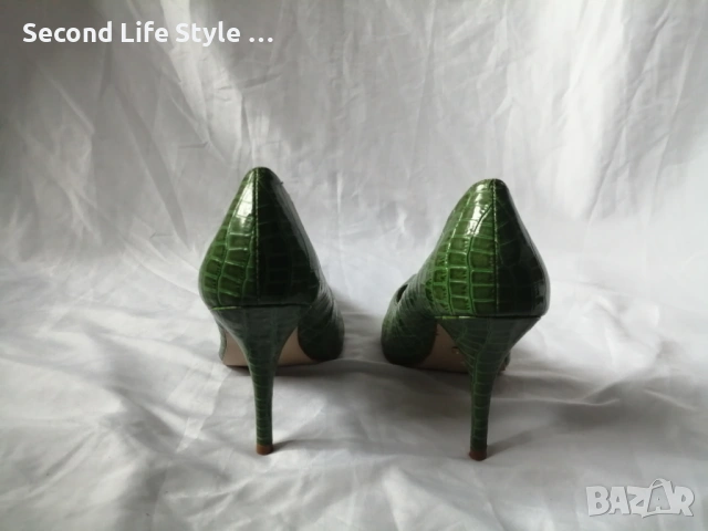 № 40 дамски обувки на висок ток имитация на крокодилска кожа в зелен цвят CATWALK, снимка 9 - Дамски обувки на ток - 54095524