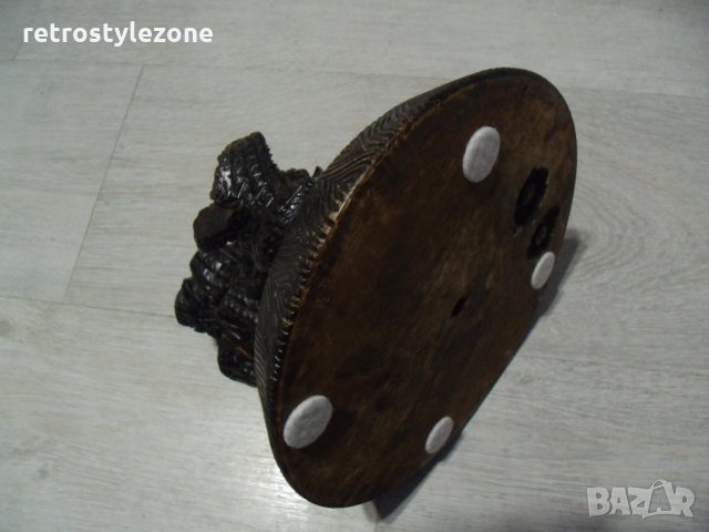 № 4867 стара поставка / пластика   - метал , дърво   - размери - диаметър 20 см , височина 15 см , снимка 6 - Други ценни предмети - 31145119