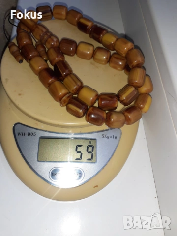 Красива стара броеница от каталин бакелит 33 + поп, снимка 6 - Антикварни и старинни предмети - 54070654