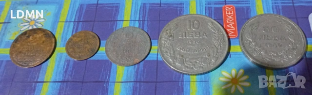 Лот от 5 монети - 2 Стотинки 1901, 1 Стотинка 1912, 2 Стотинки 1912, 10 Лева 1930 и 50 Лева 1940, снимка 4 - Нумизматика и бонистика - 53231897