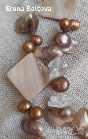 🌾🍃🌼🍀Двуредно перлено  колие  цвят Сахара