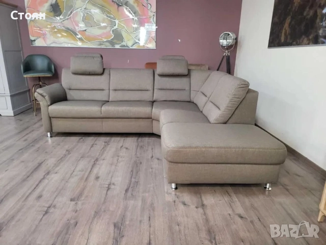 ПРОМОЦИЯ!!!Светло кафяв ъглов диван от плат, снимка 5 - Дивани и мека мебел - 52826684