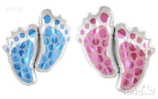 розови сини крака крачета крак прощъпулник фолио фолиев балон хелий въздух парти бебе бебешки