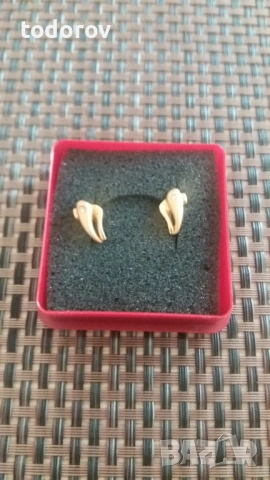 Златни обеци 20к.С диаманти, снимка 3 - Обеци - 52576474