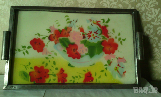 Уникален ретро поднос за сервиране. Плато. Антика. 38 см на 24 см, снимка 2 - Антикварни и старинни предмети - 36416280