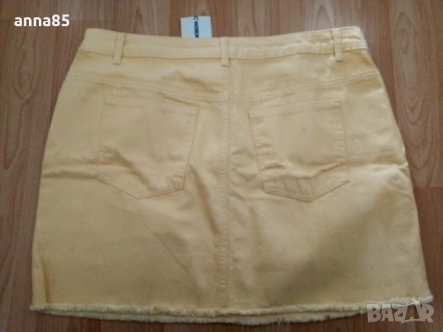 Нова жълта дънкова пола ХL, снимка 3 - Поли - 53293695