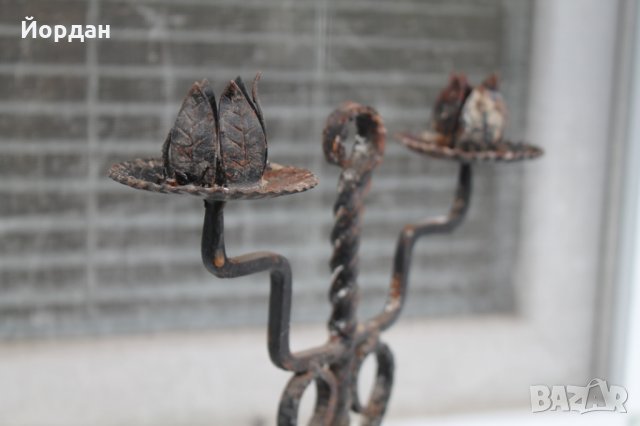 Свещник ковано желязо, снимка 2 - Антикварни и старинни предмети - 34910730