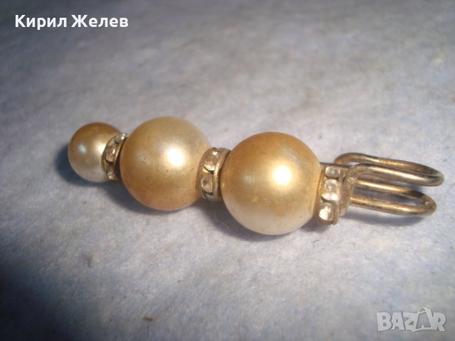 СТАРА СТИЛНА ПЕРЛЕНА РЕТРО АРТ КРИСТАЛНО УКРАСЕНА ИГЛА БРОШКА ВИНТИДЖ БИЖУ ФИБУЛА 10017, снимка 8 - Антикварни и старинни предмети - 37621623