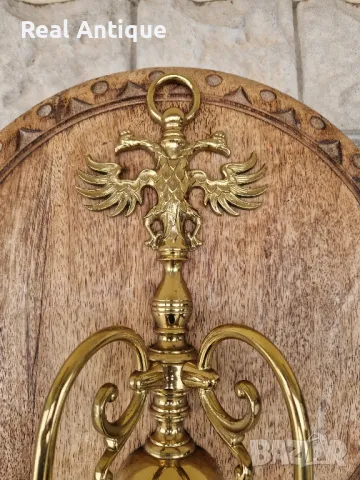 Чифт страхотни антикварни бронзови аплици за стена , снимка 4 - Антикварни и старинни предмети - 49621040