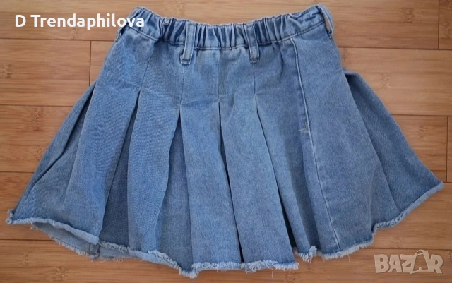 SHEIN Girlism Плисирана дънкова пола с необработен подгъв , снимка 2 - Поли - 54314406