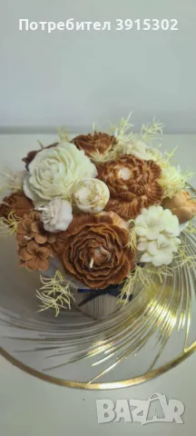 Букет от соеви свещи и ръчно изработени декорации, снимка 4 - Декорация за дома - 49729143