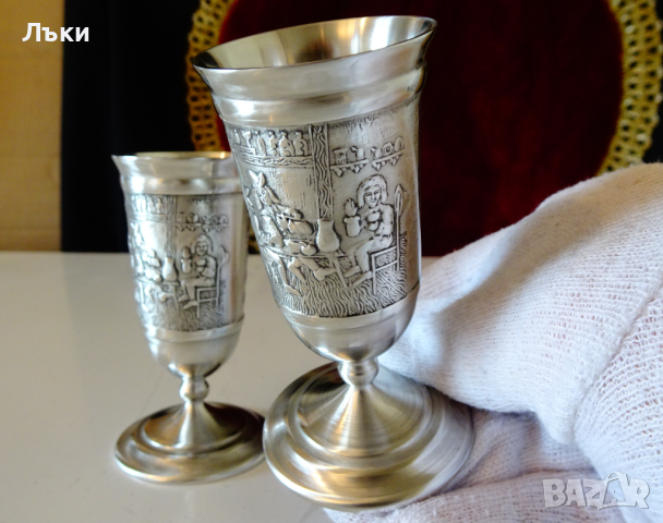 Калаени чаши 70 мл.,сватбарска,кръчмарска картина. , снимка 2 - Антикварни и старинни предмети - 44620556