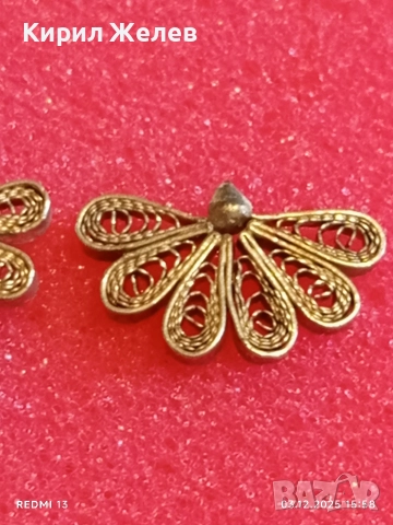 Прекрасни филигранни сребърни обеци във формата на цвете майсторска изработка 50988, снимка 8 - Обеци - 52639807