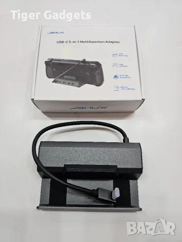 JSAUX HB0602 5-in-1 Docking Station – 4K@120Hz HDMI 2.1, 100W PD, Ethernet за Steam Deck, ROG Ally
