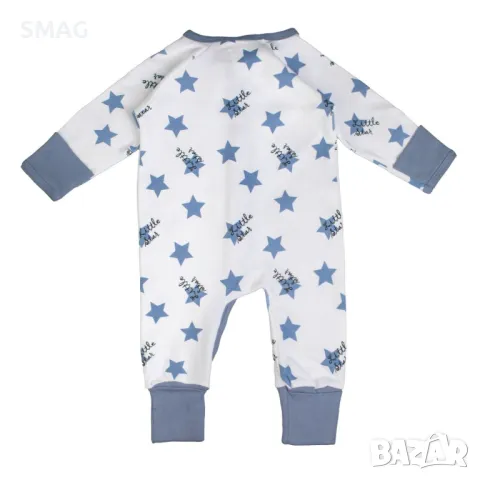 Бебешки ромпър боди памучно бяло със сини звездички Звездичка S_1245183, снимка 5 - Бебешки гащеризони - 49897210