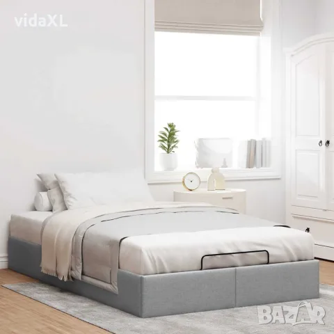 vidaXL Османска рамка за легло без матрак, светлосива, 140x190см, плат, снимка 3 - Спални и легла - 56146984