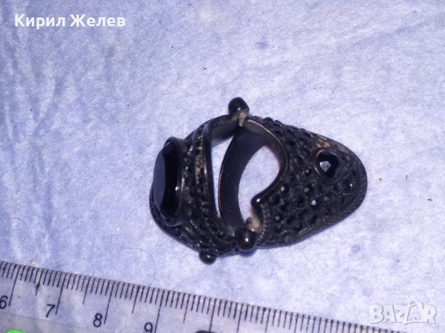 ШАРМАНТЕН ВИНТИДЖ МЕДЕН ЛАКИРАН РАЗДВИЖЕН ДВУКОМПОНЕНТЕН АРТ ПРЪСТЕН 37043, снимка 10 - Пръстени - 40415209