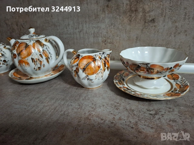 Руски порцеланов чаен сервиз ЛФЗ ,, Мой сад" , снимка 7 - Сервизи - 54000722