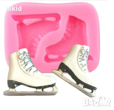 Кънки за лед силиконов молд форма фондан шоколад гипс украса декор 