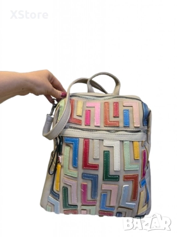 Дамска раница-чанта с цветен принт и регулируеми презрамки, снимка 5 - Чанти - 52585379