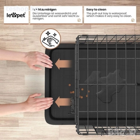 Сгъваема клетка за кучета Leopet 107 x 69 x 75,5 см XL, черна, снимка 4 - За кучета - 52338757