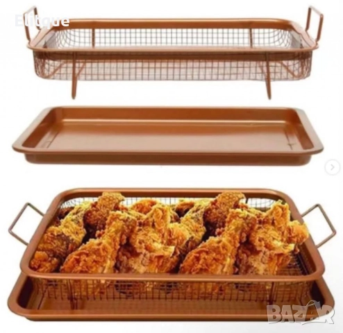 Комплект правоъгълна мрежеста кошница + тава от въглеродна стомана, снимка 9 - Други - 52778731