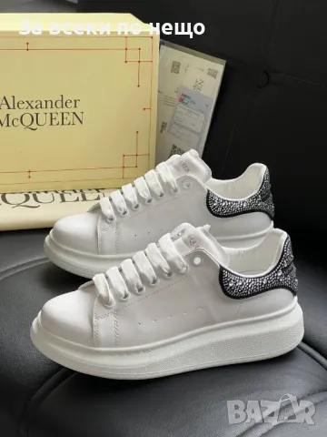 Alexander McQueen Дамски Бели Маратонки С Кристали👟Дамски Спортни Обувки С Камъни Код E184, снимка 4 - Маратонки - 50409419