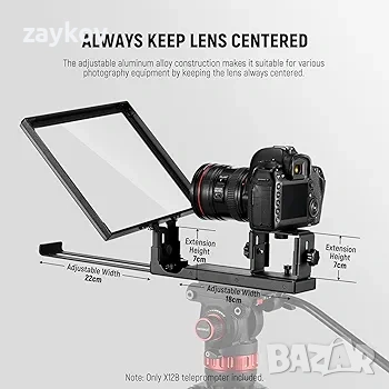 NEEWER Basics X12B 12" повдигащ се телепромптер от алуминиева сплав за iPad, таблет, DSLR камера, снимка 8 - Камери - 54201248