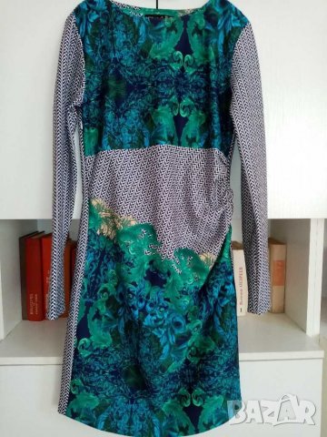 Рокля в синьозелено и сиво , снимка 2 - Рокли - 29841810