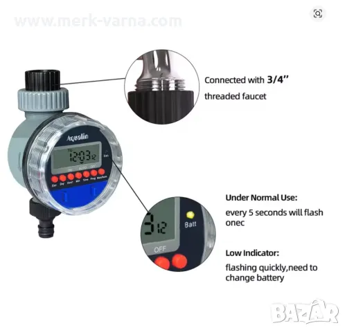Електронен таймер за напояване за бидон, варел, IBC цистерна - Aqualin 0-8bar, снимка 3 - Напояване - 50196791