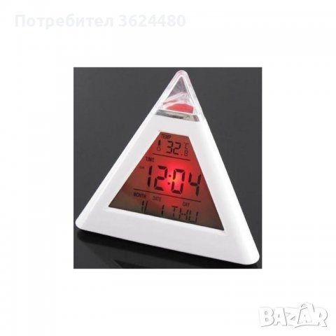 Светещ в 7 цвята led часовник пирамида, снимка 9 - Други - 39932058