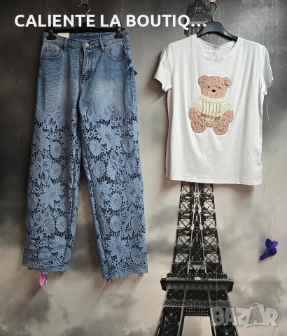 Дамски дънки с дантела, снимка 3 - Дънки - 54236563