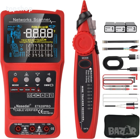 Чисто нов професионален кабелен тестер 3-в-1 ET628 PRO – Тракер, Мултицет и VFL ​ Сщ