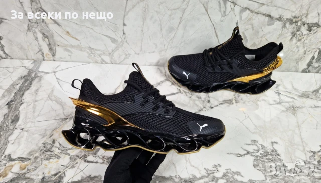 Puma Мъжки Черни Маратонки Със Златист Акцент🔝Мъжки Спортни Обувки Пума Код P759, снимка 4 - Маратонки - 50685956