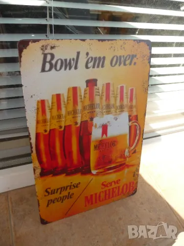 Метална табела бира Michelob бутилки халба чешка немска сюрприз, снимка 2 - Рекламни табели - 49127013