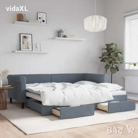 vidaXL Дневно легло с уширение и чекмеджета, без матрак, 90x200 см, снимка 2 - Спални и легла - 56146778