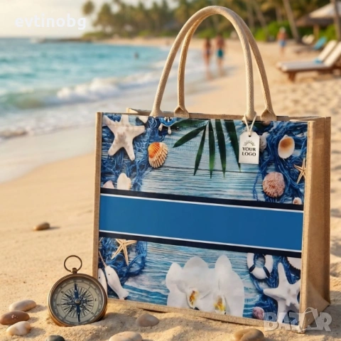 Стилна лятна чанта за плаж и разходка, размер 43 х 34 см