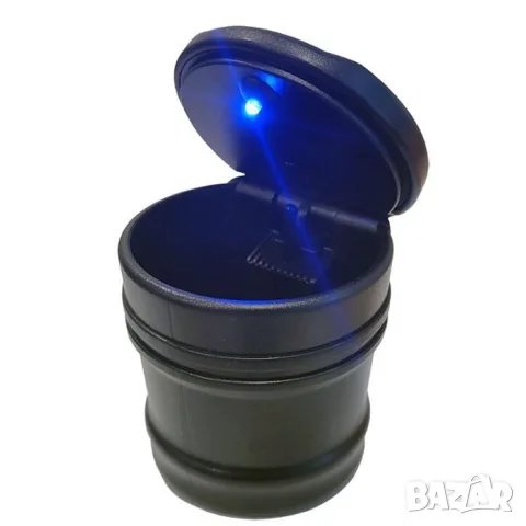 Мини пепелник за автомобил със синя LED светлина 70 x 60 mm, снимка 2 - Аксесоари и консумативи - 55863501