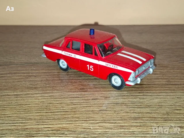 Руски модел Москвич 408 Пожарна охрана 01 1:43 Сделано в СССР USSR, снимка 2 - Колекции - 55969395