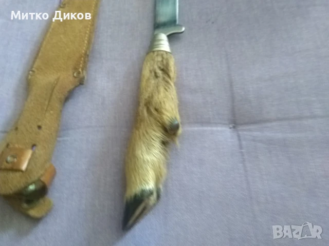 Нож от соца на БЛРС 250х100мм острие с кания естествена кожа, снимка 2 - Ножове - 51006549