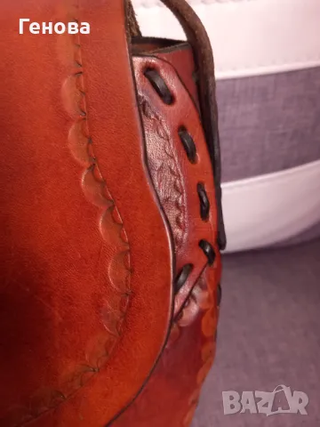Уникална дамска чанта естествена кожа с закопчалка от рог, снимка 4 - Чанти - 49614598