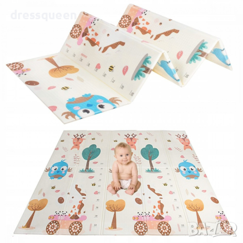 4131 Сгъваемо детско килимче за игра, топлоизолиращо 180x200х1см - мече с хвърчило, снимка 9 - Други - 44793245