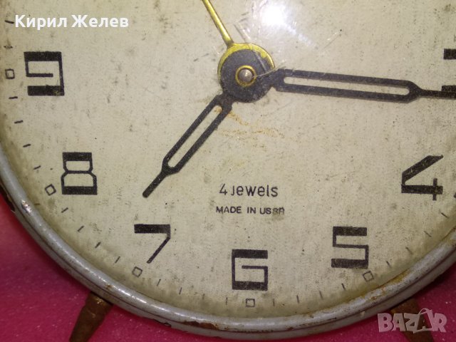 JANTAR MADE in USSR Стар РУСКИ БУДИЛНИК МЕХАНИЧЕН НАСТОЛЕН ЧАСОВНИК ЯНТАР СССР 43673, снимка 3 - Антикварни и старинни предмети - 44463943