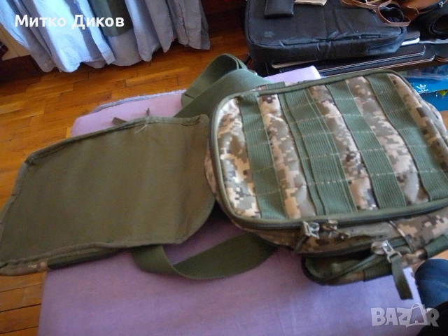 Чанта маскировъчен промазан плат каки Маркова нова на Army UA 28x22x11 cm с много прегради, снимка 10 - Чанти - 53901364